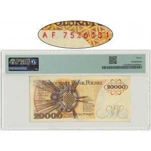 20.000 złotych 1989 - AF - DESTRUKT - zdwojony numerator - PMG 30
