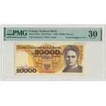 20.000 złotych 1989 - AF - DESTRUKT - zdwojony numerator - PMG 30