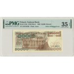 50.000 złotych 1989 - S - DESTRUKT - awers odbity na rewersie - PMG 35 EPQ
