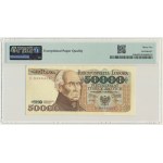 50.000 złotych 1989 - S - DESTRUKT - awers odbity na rewersie - PMG 35 EPQ