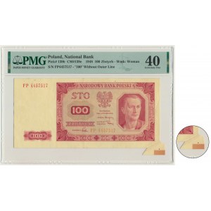 100 złotych 1948 - FP - DESTRUKT - motylek - PMG 40