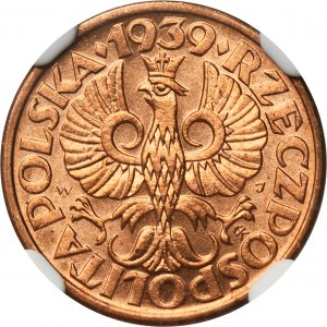 1 grosz 1939 - NGC MS66 RD