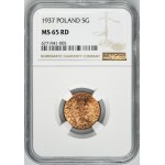 5 groszy 1937 - NGC MS65 RD