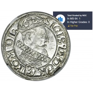 Sigismund III Vasa, 3 Kreuzer Krakau 1617 - NGC MS64