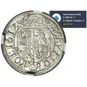 Sigismund III Vasa, 3 Kreuzer Krakau 1617 - NGC MS64