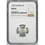 Free City of Danzig, 5 pfennige 1923 - NGC MS65