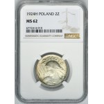 Kobieta i kłosy, 2 złote Birmingham 1924 literka H - NGC MS62