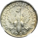 Kobieta i kłosy, 2 złote Birmingham 1924 literka H - NGC MS62