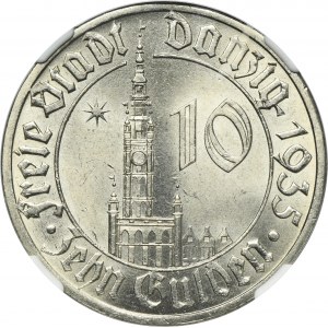 Free City of Danzig, 10 gulden 1935 Town Hall - NGC MS65