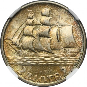 Żaglowiec, 2 złote 1936 - NGC MS62