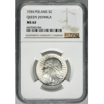 Głowa Kobiety, 5 złotych Warszawa 1934 - NGC MS64