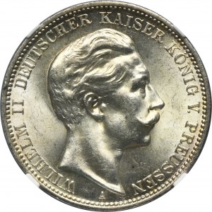 Germany, Kingdom of Prussia, Wilhelm II, 3 Mark Berlin 1911 A - NGC MS64
