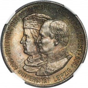 Germany, Saxony, Friedrich August III, 2 Mark Muldenhütten 1909 - NGC MS65