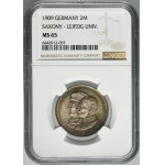 Germany, Saxony, Friedrich August III, 2 Mark Muldenhütten 1909 - NGC MS65