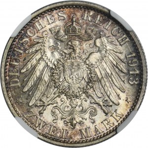 Allemagne, Royaume de Prusse, Guillaume II, 2 Marques Berlin 1913 A - NGC MS66