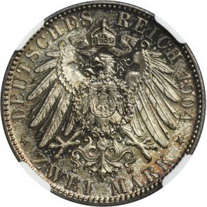 Germany, Saxony, Georg I, 2 Posthumous Mark Muldenhütten 1904 E - NGC MS65