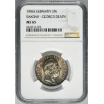 Germany, Saxony, Georg I, 2 Posthumous Mark Muldenhütten 1904 E - NGC MS65