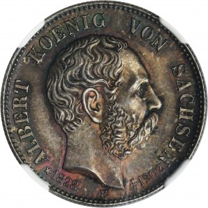 Germany, Saxony, Albert, 2 Posthumous Mark Muldenhütten 1902 E - NGC MS65