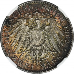Germany, Saxony, Albert, 2 Posthumous Mark Muldenhütten 1902 E - NGC MS65