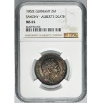 Germany, Saxony, Albert, 2 Posthumous Mark Muldenhütten 1902 E - NGC MS65