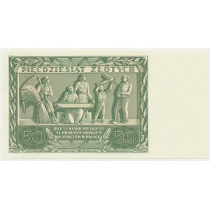 50 złotych 1936 - AD - awers bez głównego druku -