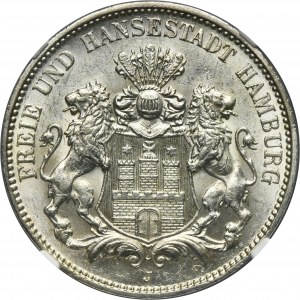 Germany, City of Hamburg, 3 Mark 1913 J - NGC MS63