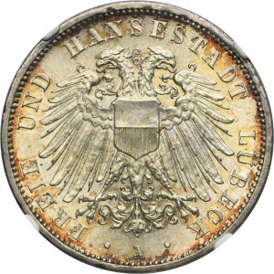Germany, City of Lübeck, 3 Mark Berlin 1913 A - NGC MS63 - RARE