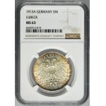 Germany, City of Lübeck, 3 Mark Berlin 1913 A - NGC MS63 - RARE