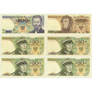 Set, 50-500 gold 1975-79 (6 pieces) - including rarer series