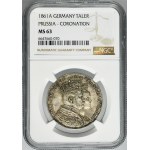 Germany, Kingdom of Prussia, Wilhelm I, Crown Thaler Berlin 1861 - NGC MS63