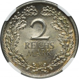 Germany, Weimar Republic, 2 Mark Stuttgart 1925 F - NGC MS66