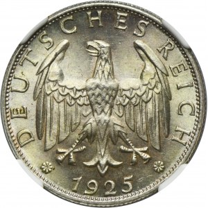 Germany, Weimar Republic, 2 Mark Stuttgart 1925 F - NGC MS66