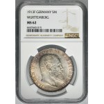 Germany, Kingdom of Württemberg, Wilhelm II, 5 Mark Stuttgart 1913 F - NGC MS62