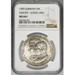 Germany, Saxony, Friedrich August III, 5 Mark Muldenhütten 1909 - NGC MS66+