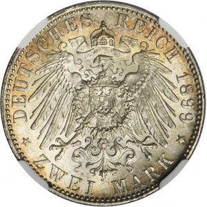 Germany, Kingdom of Prussia, Wilhelm II, 2 Mark Berlin 1899 A - NGC MS63