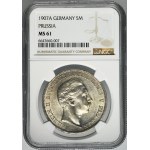 Germany, Prussia Kingdom, Wilhelm II, 5 Mark Berlin 1907 A - NGC MS61