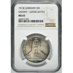 Germany, Saxony, Friedrich August III, 3 Mark Muldenhütten 1913 E - NGC MS65