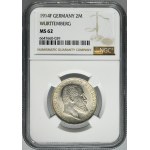 Germany, Kingdom of Württemberg, Wilhelm II, 2 Mark Stuttgart 1914 F - NGC MS62