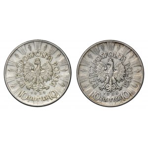 Zestaw, Piłsudski, 10 złotych 1935 i 1939 (2 szt.)