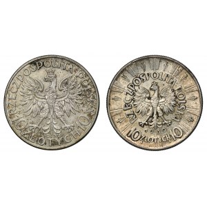 Zestaw, Głowa kobiety i Piłsudski, 10 złotych 1932 i 1939 (2 szt.)