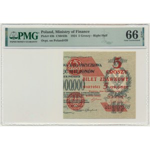 5 groszy 1924 - prawa połowa - PMG 66 EPQ