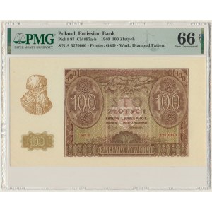 100 gold 1940 - A - PMG 66 EPQ - first series