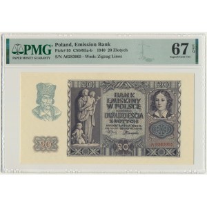 20 złotych 1940 - A - PMG 67 EPQ - pierwsza seria