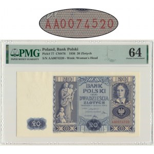 20 gold 1936 - AA - PMG 64 - first series