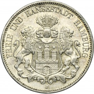 Germany, City of Hamburg, 5 Mark 1908 J