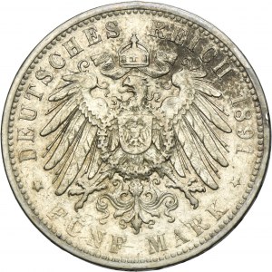 Germany, City of Hamburg, 5 Mark 1891 J