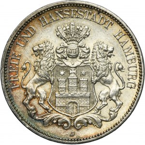 Germany, City of Hamburg, 5 Mark 1913 J