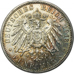 Germany, City of Hamburg, 5 Mark 1913 J