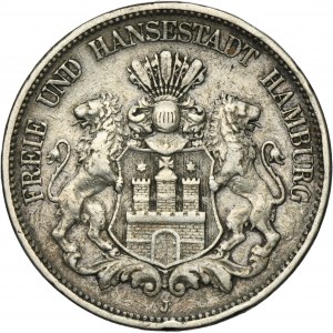 Germany, City of Hamburg, 5 Mark 1895 J