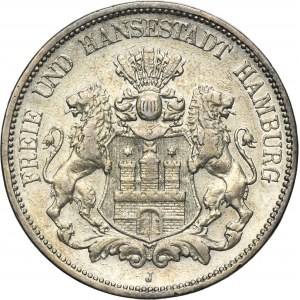 Germany, City of Hamburg, 5 Mark 1896 J - RARE